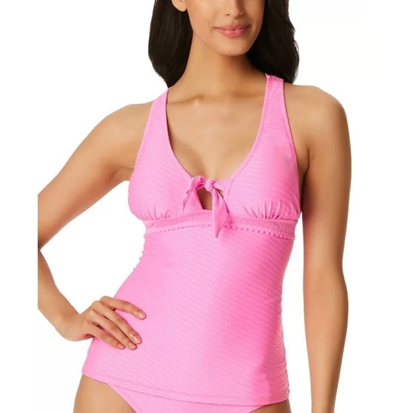 Jessica Simpson PINK Pretty in Pique Strappy-Back Tankini Swim Top - Picture 1 of 8